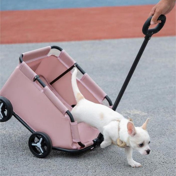 Elosung Pink Foldable Pet Travel Wagon For Small Dogs Lightweight And Portable Pet Transport