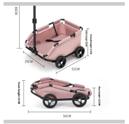 Elosung Pink Foldable Pet Travel Wagon For Small Dogs Lightweight And Portable Pet Transport