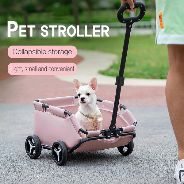 Elosung Gray Foldable Pet Travel Wagon For Small Dogs Lightweight Pet Transport