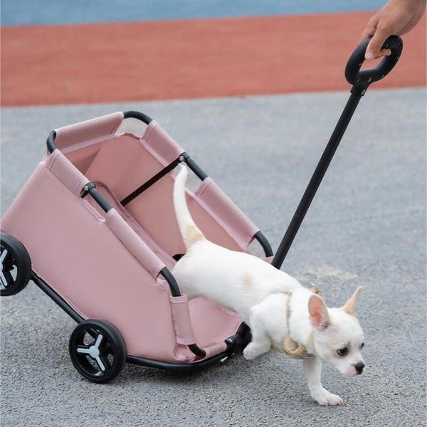 Elosung Gray Foldable Pet Travel Wagon For Small Dogs Lightweight Pet Transport