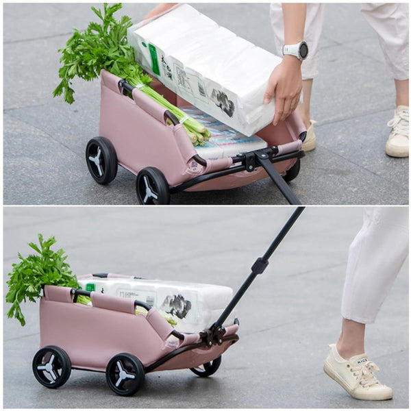 Elosung Gray Foldable Pet Travel Wagon For Small Dogs Lightweight Pet Transport