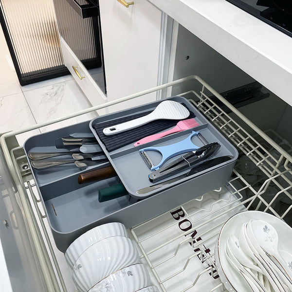 Kitchen Tableware Rack Non Punching Installation Gray Racks & Holders