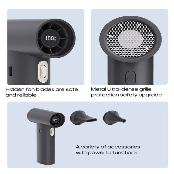 Elosung White High Speed Turbo Fan With 2000Mah Battery Multiple Attachments Portable Fans