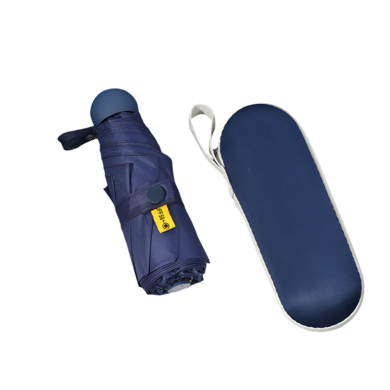 Navy Blue Compact 5 Fold Umbrella With Uv Protection Wind Resistance And Travel Friendly Design Umbrellas