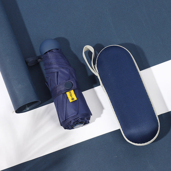 Navy Blue Compact 5 Fold Umbrella With Uv Protection Wind Resistance And Travel Friendly Design Umbrellas
