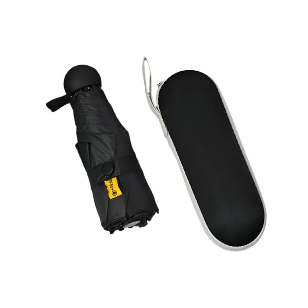 Elosung Black Compact 5 Fold Umbrella With Uv Protection Wind Resistance Travel Friendly Design Umbrellas