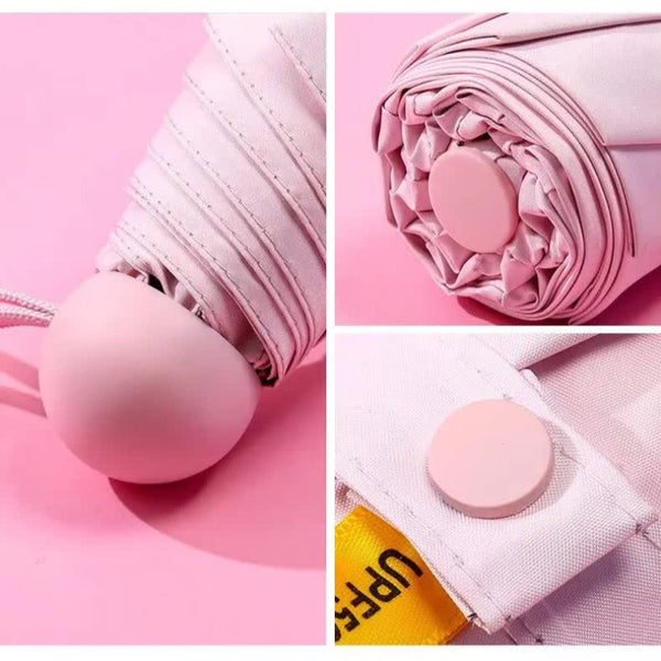 Elosung Black Compact 5 Fold Umbrella With Uv Protection Wind Resistance Travel Friendly Design Umbrellas