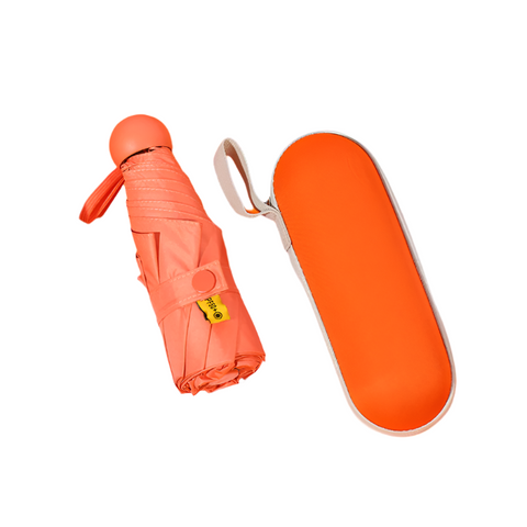 Orange Compact 5 Fold Umbrella With Uv Protection Wind Resistance And Travel Friendly Design Umbrellas