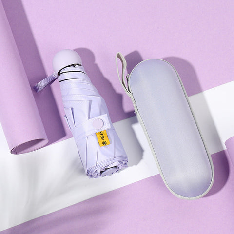 Purple Compact 5 Fold Umbrella With Uv Protection Wind Resistance And Travel Friendly Design Umbrellas