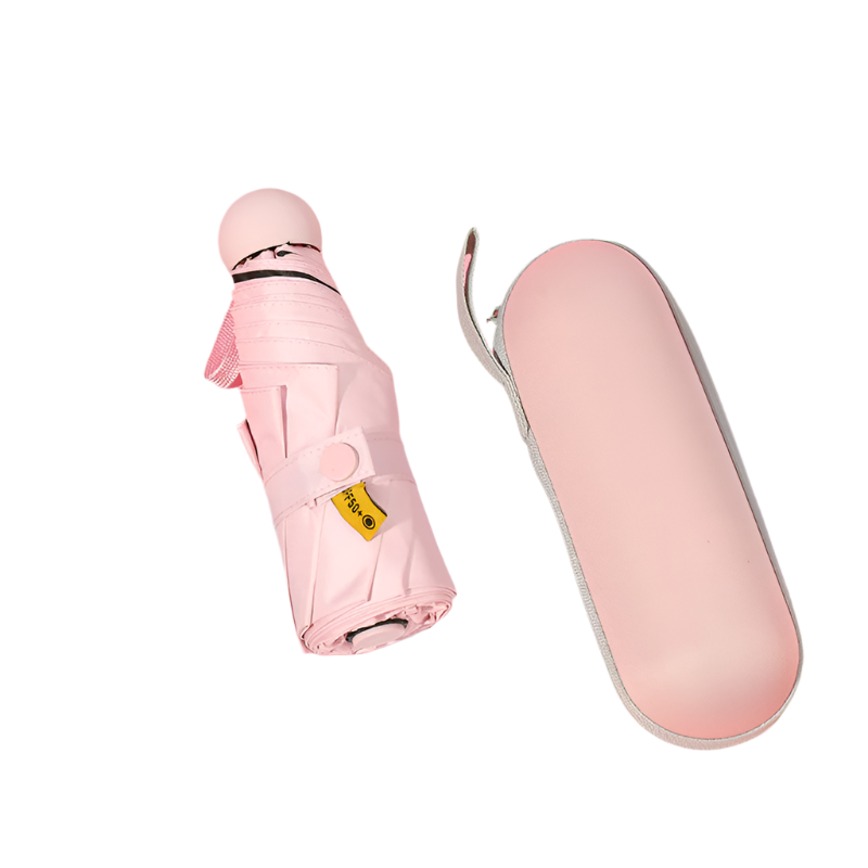 Pink Compact 5 Fold Umbrella With Uv Protection Wind Resistance And Travel Friendly Design Umbrellas