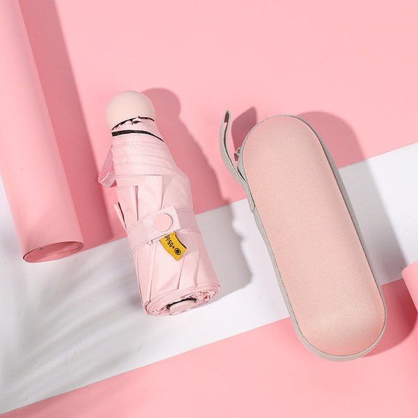 Pink Compact 5 Fold Umbrella With Uv Protection Wind Resistance And Travel Friendly Design Umbrellas