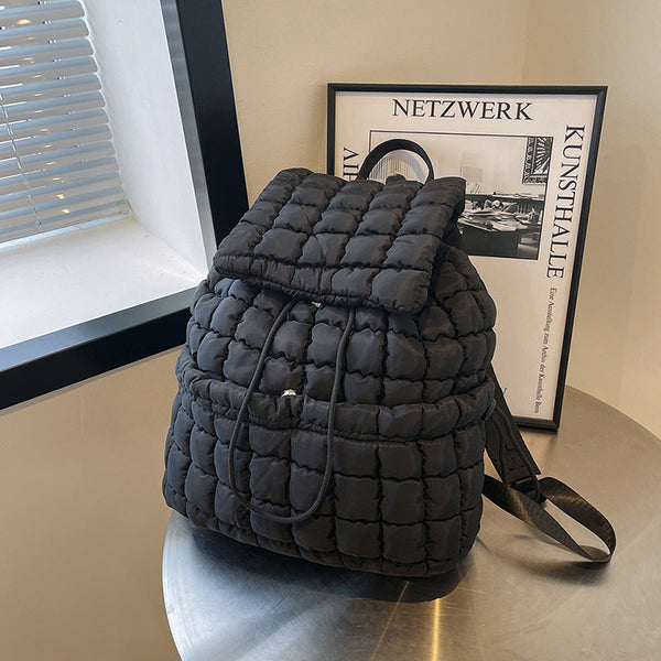 Elosung Lightweight Quilted Nylon Backpack With Straps Women Backpacks