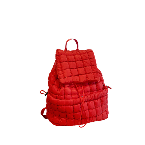 Elosung Lightweight Quilted Nylon Backpack With Straps Red Backpacks
