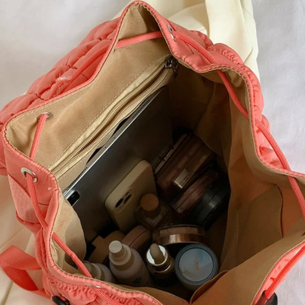 Elosung Lightweight Quilted Nylon Backpack With Straps Purple Backpacks