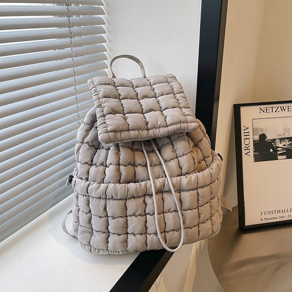 Elosung Lightweight Quilted Nylon Backpack With Straps Women Backpacks