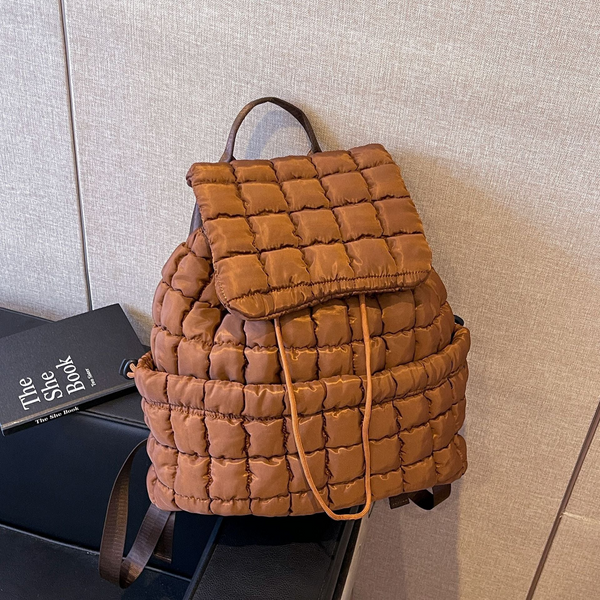 Elosung Lightweight Quilted Nylon Backpack With Straps Women Backpacks