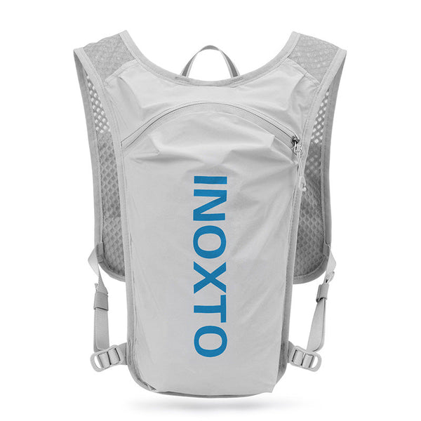Elosung Lightweight Hydration Running Vest With 5L Capacity Reflective Strips Gray Backpack Blue Text Hydration Packs