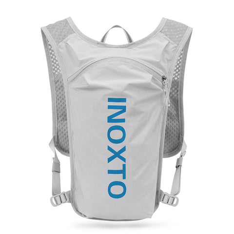 Elosung Lightweight Hydration Running Vest With 5L Capacity Reflective Strips Gray Backpack Blue Text Hydration Packs