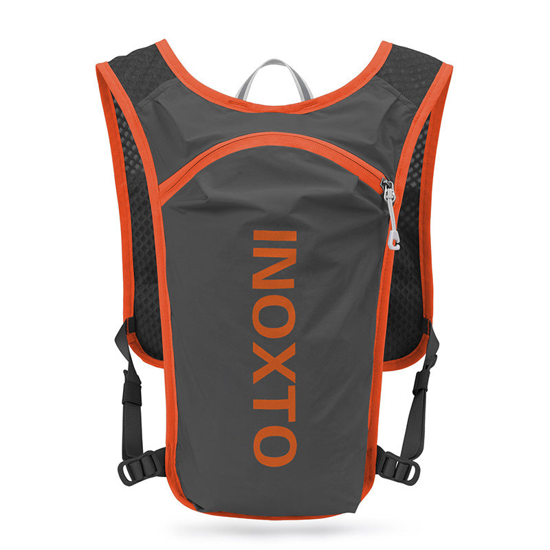 Elosung Lightweight Hydration Running Vest With 5L Capacity Reflective Strips Dark Gray Backpack Orange Text Hydration Packs