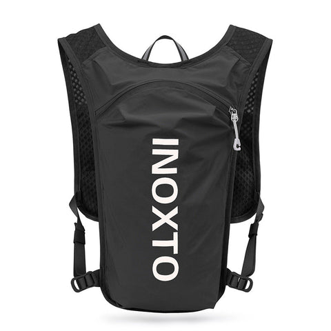 Elosung Lightweight Hydration Running Vest With 5L Capacity Reflective Strips Black Backpack White Text Hydration Packs