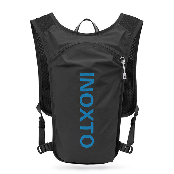 Elosung Lightweight Hydration Running Vest With 5L Capacity Reflective Strips Black Backpack Blue Text Hydration Packs