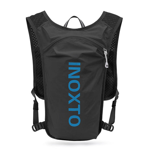 Elosung Lightweight Hydration Running Vest With 5L Capacity Reflective Strips Black Backpack Blue Text Hydration Packs