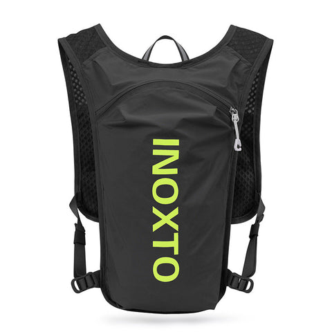 Elosung Lightweight Hydration Running Vest With 5L Capacity Reflective Strips Black Backpack Green Text Hydration Packs