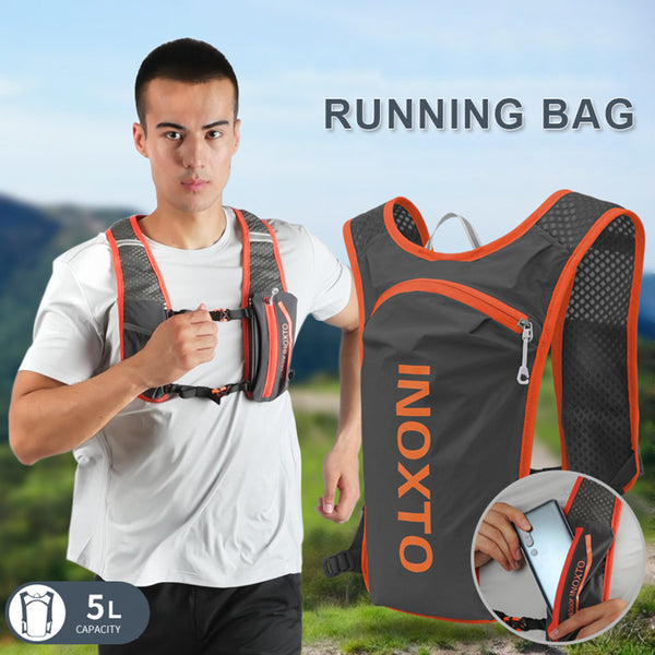 Elosung Lightweight Hydration Running Vest With 5L Capacity Reflective Strips Black Backpack Green Text Hydration Packs