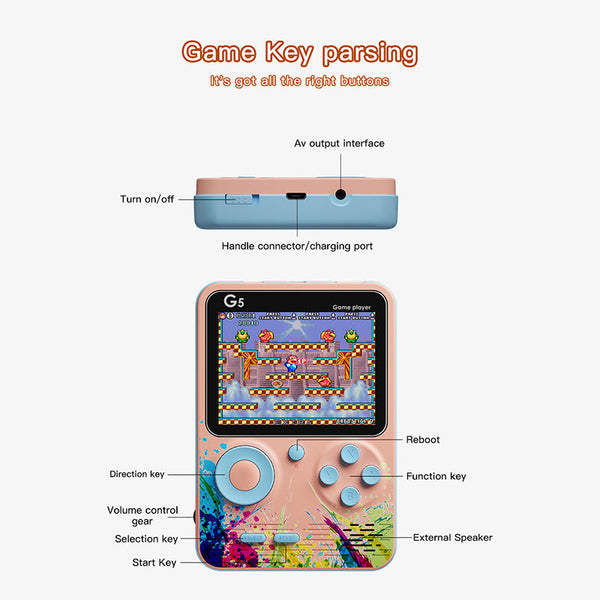 G5 Retro Handheld Game Console With 500 Classic Games Green Video Game Consoles