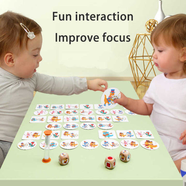 Elosung Dinosaur Circus Matching Game For Kids With Wooden Dice And Timer Educational Toys