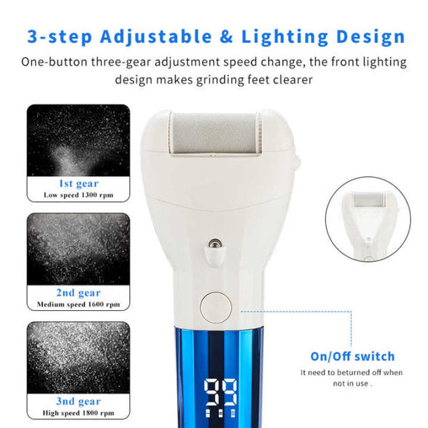 Elosung Rechargeable Electric Callus Remover With Speeds And Led Display Dark Blue Electric Files & Tools