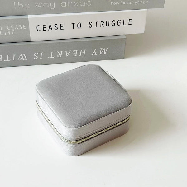 Veile Studios 2Pcs Gray Portable Travel Jewelry Box With Mirror And Compartments Jewellery Boxes