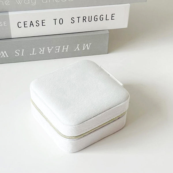 Veile Studios 2Pcs White Portable Travel Jewelry Box With Mirror And Compartments Jewellery Boxes