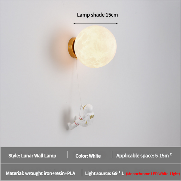 Elosung Astronaut Moon Wall Lamp With Led White Light Diameter 15Cm Lamps