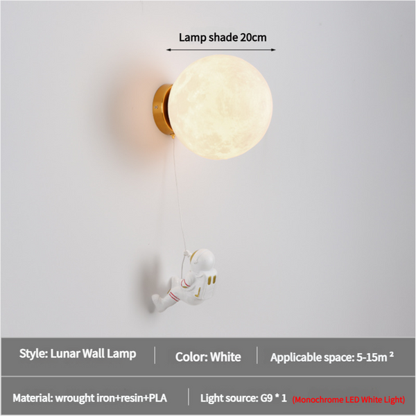Elosung Astronaut Moon Wall Lamp With Led White Light Diameter 20Cm Lamps