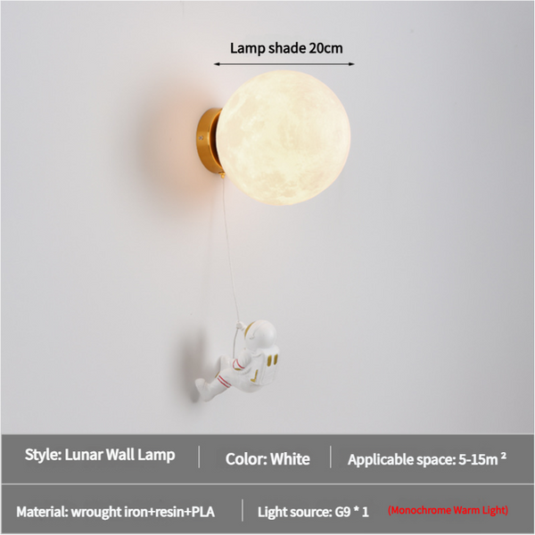 Elosung Astronaut Moon Wall Lamp With Warm Light Diameter 20Cm Lamps