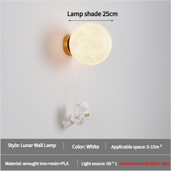 Elosung Astronaut Moon Wall Lamp With Led White Light Diameter 25Cm Lamps