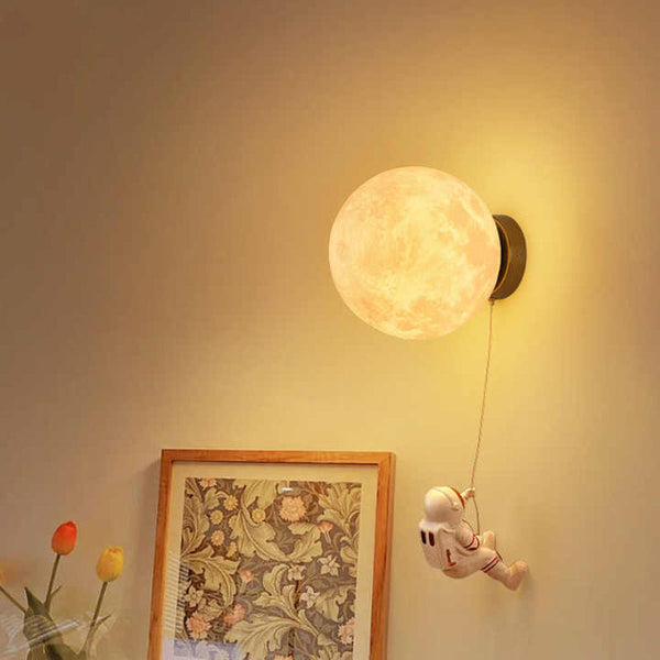 Elosung Astronaut Moon Wall Lamp With Led White Light Diameter 25Cm Lamps