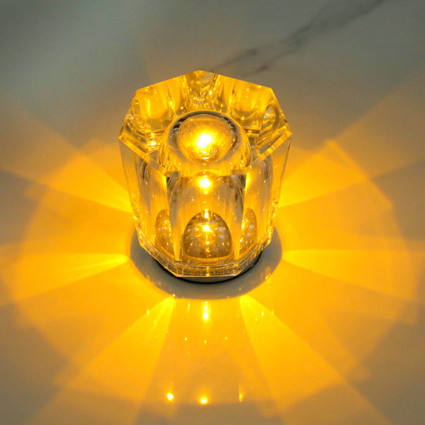 Elosung Crystal Led Table Lamp With Starburst Effect Rechargeable And Portable Designtype 90Mm (H) 82Mm (W) Lamps
