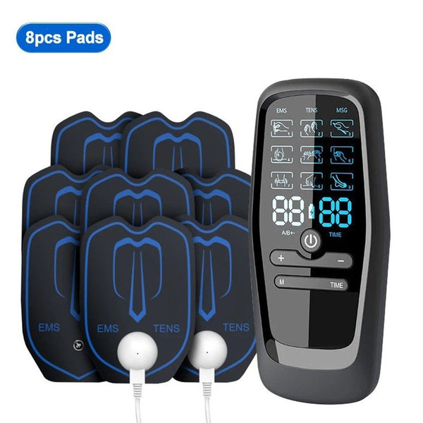 Elosung Dual Output Ems / Tens Massage Device With 9 Modes And Type C Charging 8 Adhesive Pads Massagers