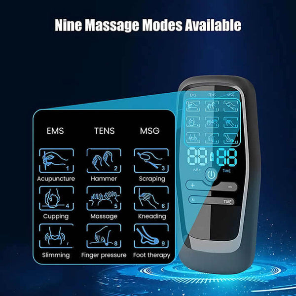 Elosung Dual Output Ems / Tens Massage Device With 9 Modes And Type C Charging 8 Adhesive Pads Massagers