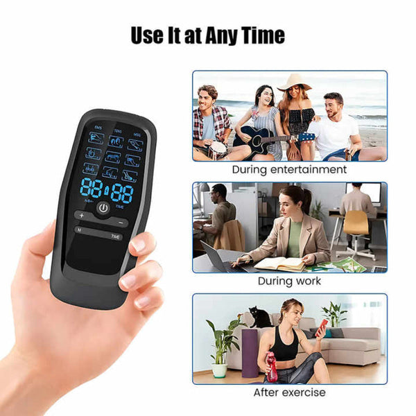 Elosung Dual Output Ems / Tens Massage Device With 9 Modes And Type C Charging 8 Adhesive Pads Massagers