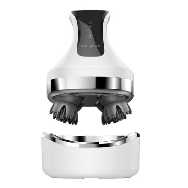 Elosung White Rechargeable Electric Scalp Massager With Speeds Led Therapy Massagers