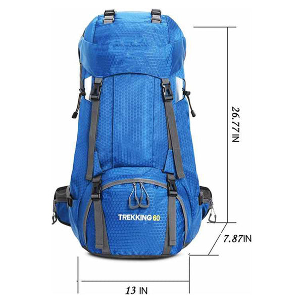Elosung Dark Blue 60L Waterproof Hiking Backpack With Multi Pocket Design For Outdoor Adventures Waist Packs & Bags
