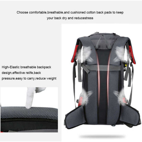 Turquoise 60L Waterproof Hiking Backpack With Multi Pocket Design For Outdoor Adventures Daypacks