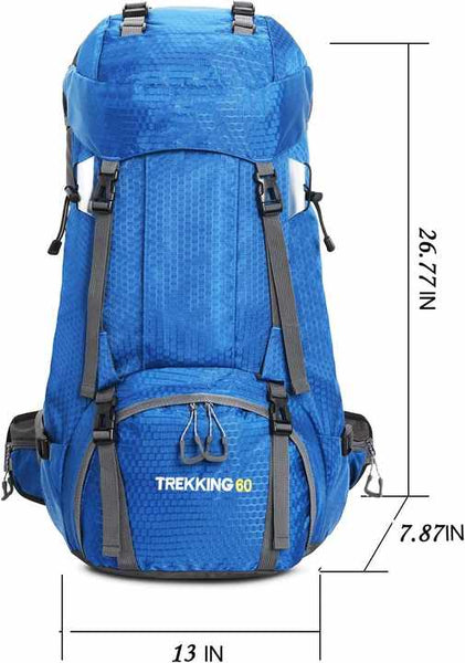 Turquoise 60L Waterproof Hiking Backpack With Multi Pocket Design For Outdoor Adventures Daypacks