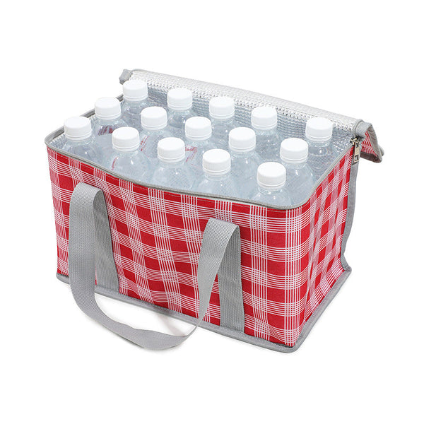 Elosung 2Pcs Red Insulated Picnic Lunch Bag With Checkered Design Thermal Storage For Hot Cold Items Lunchboxes