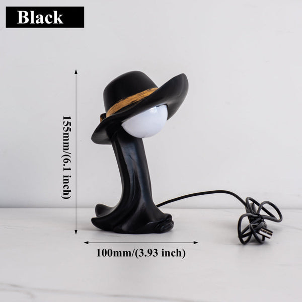 Elosung Black Creative Cowboy Hat Usb Table Lamp For Office Decor Lamps