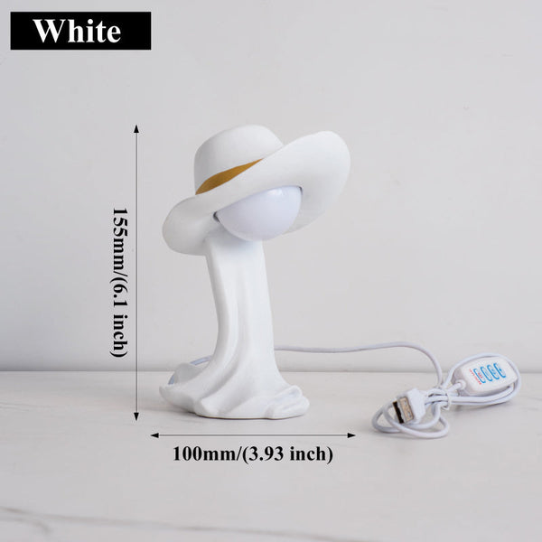 Elosung White Creative Cowboy Hat Usb Table Lamp For Office Decor Lamps