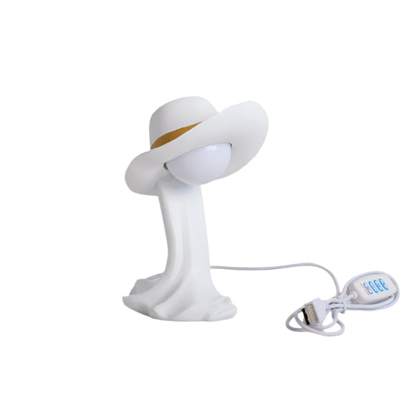 Elosung White Creative Cowboy Hat Usb Table Lamp For Office Decor Lamps